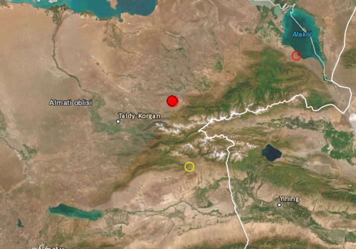 Ночное землетрясение произошло в Алматинской области